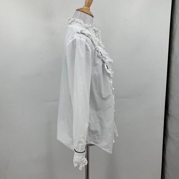 Tuckernuck Blouse Womens Small White Hazel Victorian Ruffle Mock Neck Button Up - Picture 6 of 13